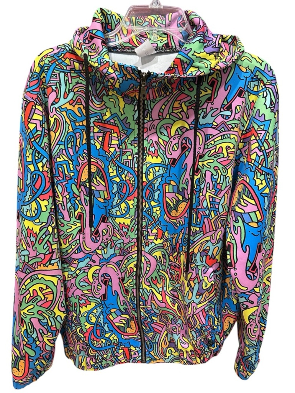 Rare Tyler Wallach Studio Psychedelic Monster Print Pop Art Zip-Up Hoodie